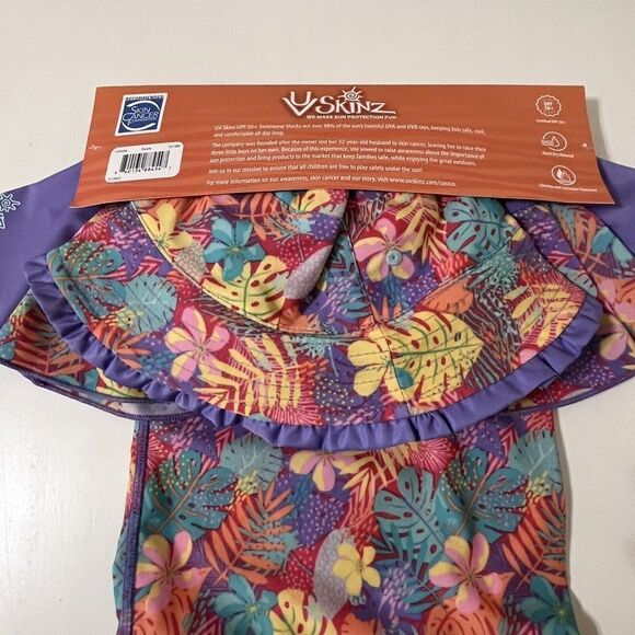 UV Skinz Kids 3 Pc Swimwear Set Hat Rashguard Top and Swim Skirt 12-18 M NWT - Picture 10 of 11